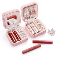 PU Leather Jewelry Set Box with Velveteen portable & fashion jewelry pink 5/Set Sold By Set