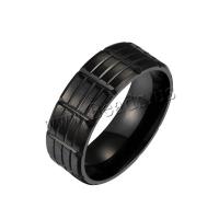 Edelstahl Ringe, plattiert, Modeschmuck & unisex & verschiedene Größen vorhanden, schwarz, 8x2mm, Größe:6-13, verkauft von PC