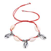 Zinc Alloy Anklet with Nylon Cord & Shell plated for woman nickel lead & cadmium free Sold By Strand