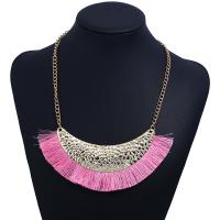 Zinc Alloy Fringe Necklace with Cotton Thread plated for woman nickel lead & cadmium free Sold By Strand