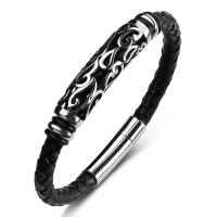 Stainless Steel Jewelry Bracelet with PU Leather fashion jewelry & for man 6mm Sold By PC