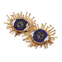 PU Leather Stud Earring with Seedbead handmade woven pattern & for woman 22mm Sold By Pair