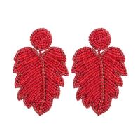 Resin Drop Earring with Sequins & Seedbead Leaf & for woman & with rhinestone 70mm Sold By Pair