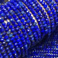 Lapis Lazuli Rutuliukas, Turas, poliruotas, Pasidaryk pats & įvairios medžiagos pasirinkimas & briaunotas, mėlynas, 3x5mm, Apytiksliai 76kompiuteriai/Strand, Parduota už Apytiksliai 15 Inch Strand