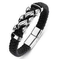 PU Leather Cord Bracelets Stainless Steel with PU Leather fashion jewelry & for man Sold By PC