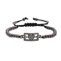 Brass Woven Ball Bracelets with Nylon Cord plated Unisex & adjustable & micro pave cubic zirconia 180-200mm Sold By Strand