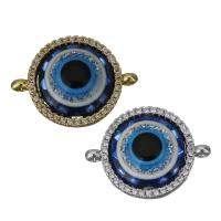 Brass Connector Evil Eye plated micro pave cubic zirconia & 1/1 loop nickel lead & cadmium free Approx 1.5mm Sold By Lot