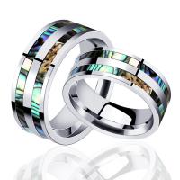 Stainless Steel Finger Ring for Men with Shell plated fashion jewelry & for man silver color 8mm Sold By PC