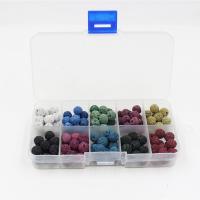 Perles de lave naturelle, lave volcanique, Rond, couleurs mélangées, 8mm, Trou:Environ 1mm, 150PC/boîte, Vendu par boîte