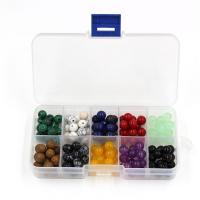 Vegyes Gemstone gyöngyök, Drágakő, Kerek, kevert színek, 8mm, Lyuk:Kb 1mm, Által értékesített Box