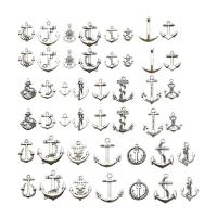 Zinc Alloy Ship Wheel & Anchor Pendant plated DIY & mixed silver color nickel lead & cadmium free 22mm  Sold By Lot