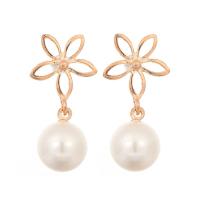 Zinc Alloy Drop Earrings with Plastic Pearl plated for woman silver color nickel lead & cadmium free 33*17mm Sold By Lot