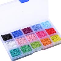 Szivárvány üvegmag gyöngyök, Üveg, kemencében lakk, divat ékszerek & DIY, kevert színek, 3mm, Lyuk:Kb 0.3mm, Kb 18000PC-k/Box, Által értékesített Box