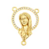 Brass Jewelry Connector Virgin Mary plated micro pave cubic zirconia & 2/1 loop nickel lead & cadmium free Approx 2mm Approx Sold By Bag