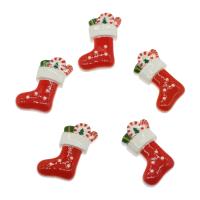 Resin Cabochon, Julen Sock, mode smykker & du kan DIY, rød, 14.50x24x5mm, Ca. 100pc'er/Bag, Solgt af Bag