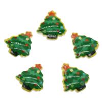 Ρητίνη Cabochon, Χριστουγεννιάτικο Δέντρο, πράσινος, 20x23x4.50mm, Περίπου 100PCs/τσάντα, Sold Με τσάντα