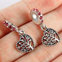 Zinc Alloy Heart Pendants plated DIY & with rhinestone silver color nickel lead & cadmium free 12*11mm Sold By Bag