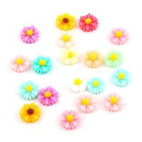 Πλαστικά Cabochons, Πλαστική ύλη, Λουλούδι, επιχρυσωμένο, DIY, μικτά χρώματα, 11mm, 50PCs/τσάντα, Sold Με τσάντα