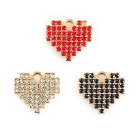 Zinc Alloy Heart Pendants plated DIY & with rhinestone nickel lead & cadmium free 24*23mm Sold By Bag