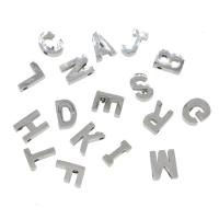 Edelstahl-Beads, 304 Edelstahl, Alphabet-Buchstabe, verschiedene Größen vorhanden, originale Farbe, Bohrung:ca. 1.9mm, 50PCs/Tasche, verkauft von Tasche