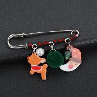 Zinc Alloy Brooch with Cotton Thread & Acrylic plated Christmas Design & for woman nickel lead & cadmium free 70*45mm Sold By PC