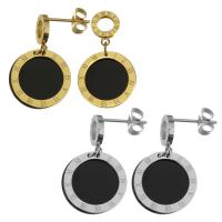 Stainless Steel Drop Earring with Resin plated with roman number & for woman 26mm 15mm Sold By Pair