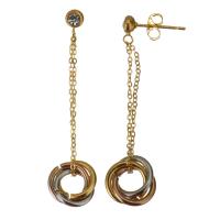 Stainless Steel Drop Earring plated for woman & with rhinestone 48mm 10mm Sold By Pair