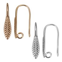 Brass Hook Earwire Leaf plated DIY & with loop nickel lead & cadmium free 0.8mm Approx 2mm Sold By Lot
