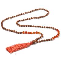 Rudraksha Sweater Necklace with Polyamide & Gemstone Tassel & for woman 80mm 6mm Sold Per Approx 33.8 Inch Strand