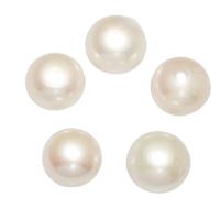 Metà forato coltivate in acqua dolce Perla, perla d'acquadolce coltivata naturalmente, naturale, mezzo foro, bianco, 13-14mm, Foro:Appross. 0.8mm, Venduto da coppia