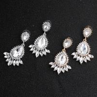Bridal Earring Rhinestone with Zinc Alloy with zinc alloy earnut & for woman & with rhinestone 3cmx5.5cm Sold By Pair