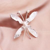 Zinc Alloy Bowkont Hair Clip with Plastic Pearl for woman & with rhinestone 6cmx6cm Sold By PC