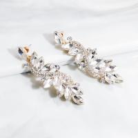 Bruids oorbellen, Zinc Alloy, met Bergkristal, met zinklegering earnut & mode sieraden & voor vrouw & met strass, 2.5x7cm, Verkocht door pair
