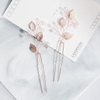Zinc Alloy Hair Stick with brass wire & Crystal Leaf fashion jewelry & for woman & with rhinestone 4.5cmx11.5cm Sold By PC