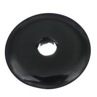 Zwart obsidiaan hangers, Obsidian, Donut, zwart, 29.50x29.50x5.50mm, Gat:Ca 6mm, Verkocht door PC