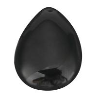 Pingentes de obsidiana preta, Lágrima, preto, 25x35.50x12mm, Buraco:Aprox 1.5mm, vendido por PC