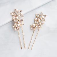 Hair Pins Zinc Alloy with Rhinestone fashion jewelry & for woman golden Sold By PC