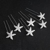 Zinc Alloy Hair Stick Star for woman & with rhinestone Sold By Bag