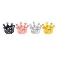 Brass European Large Hole Beads Crown plated micro pave cubic zirconia nickel lead & cadmium free Approx 5mm Sold By Bag
