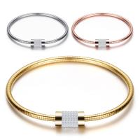 Stainless Steel European Bracelet Cord plated fashion jewelry & for woman & with rhinestone 7.30mm Inner Approx 67mm Sold By PC