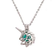 Stainless Steel Aromatherapy Necklace Unicorn plated fashion jewelry & for woman silver color 28*24mm Sold By Strand