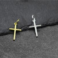925 Sterling Silver Pendant, Cross, plated, DIY, more colors for choice, 9.30x15.70mm, Sold By PC