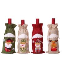 Linen Christmas Wine Bag with Napped Fabric Sold By Lot
