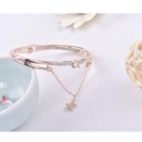Zinc Alloy Bangle plated fashion jewelry & for woman & with rhinestone nickel lead & cadmium free 65mm Sold By PC