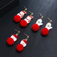 Zinc Alloy Drop Earring with Plush plated Christmas jewelry & for woman nickel lead & cadmium free Sold By Pair