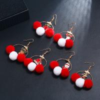 Zinc Alloy Drop Earring with Plush plated Christmas jewelry & for woman nickel lead & cadmium free Sold By Lot