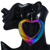Zinc Alloy Drop Earrings Heart plated fashion jewelry & for woman multi-colored nickel lead & cadmium free 70*75mm Sold By Lot