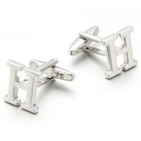 Brass Cufflinks Letter H silver color plated fashion jewelry & for man & hollow nickel lead & cadmium free Sold By Lot