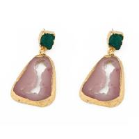 Resin Drop Earring with Zinc Alloy plated fashion jewelry & for woman 63mm Sold By Pair