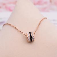Titanium Steel Necklace with 5cm extender chain plated fashion jewelry & for woman & with rhinestone Sold Per 15 Inch Strand